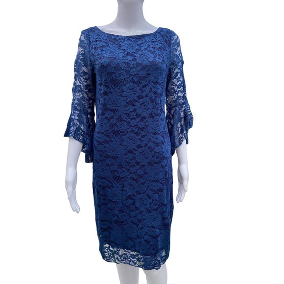 Marina Beautiful Blue Knee-Length Women's Dress, Size 8* wom885 - Picture 6 of 10
